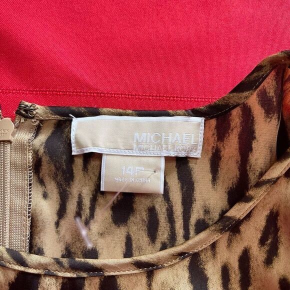 NWT Michael Michael Kors Barley Leopard Top Blouse Size 14P New - Picture 4 of 8